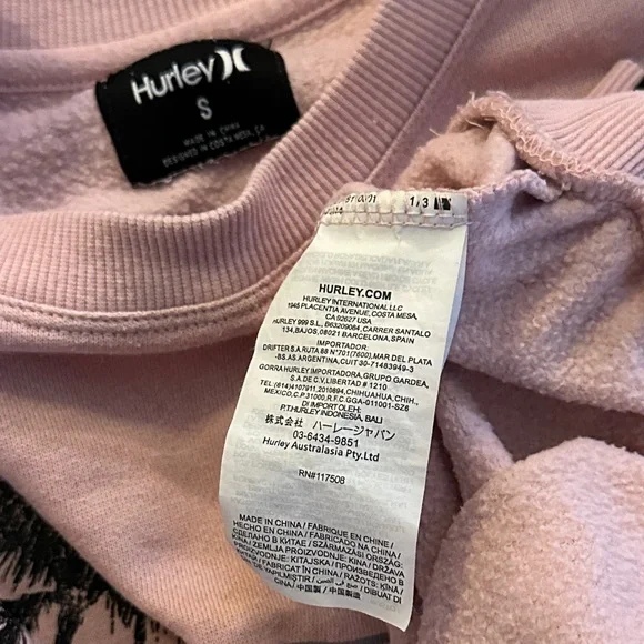 Hurley Light Pink Palm Graphic Sweatshirt size SMALL - Picture 8 of 8